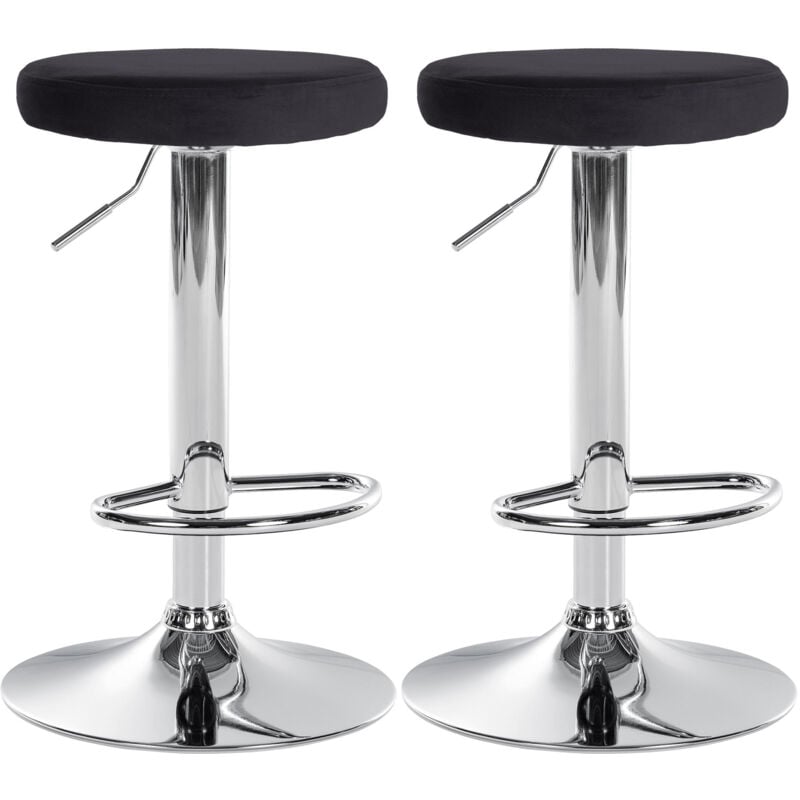 foto del prodotto set di 2 sgabelli da bar ponte velvet nero metallo in look cromato