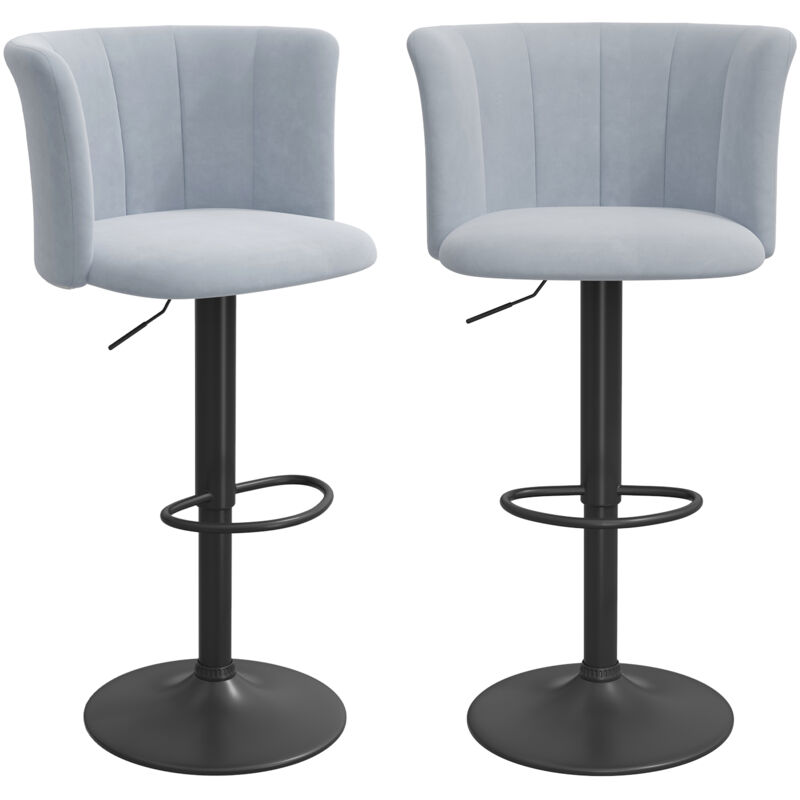 foto del prodotto set di 2 sgabelli da bar regolabili in altezza, sgabelli da bar, per cucina, bar o isola centrale, 54 x 47 x 85 106 cm, grigio haloyo