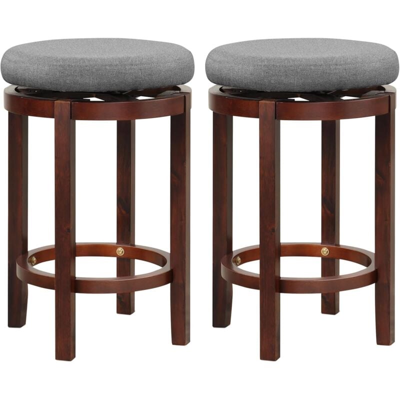 foto del prodotto set di 2 sgabelli da bar, sedia da cucina girevole a 360, gambe in legno di gomma e poggiapiedi, sgabelli cucina per cucina, bar e ristorante