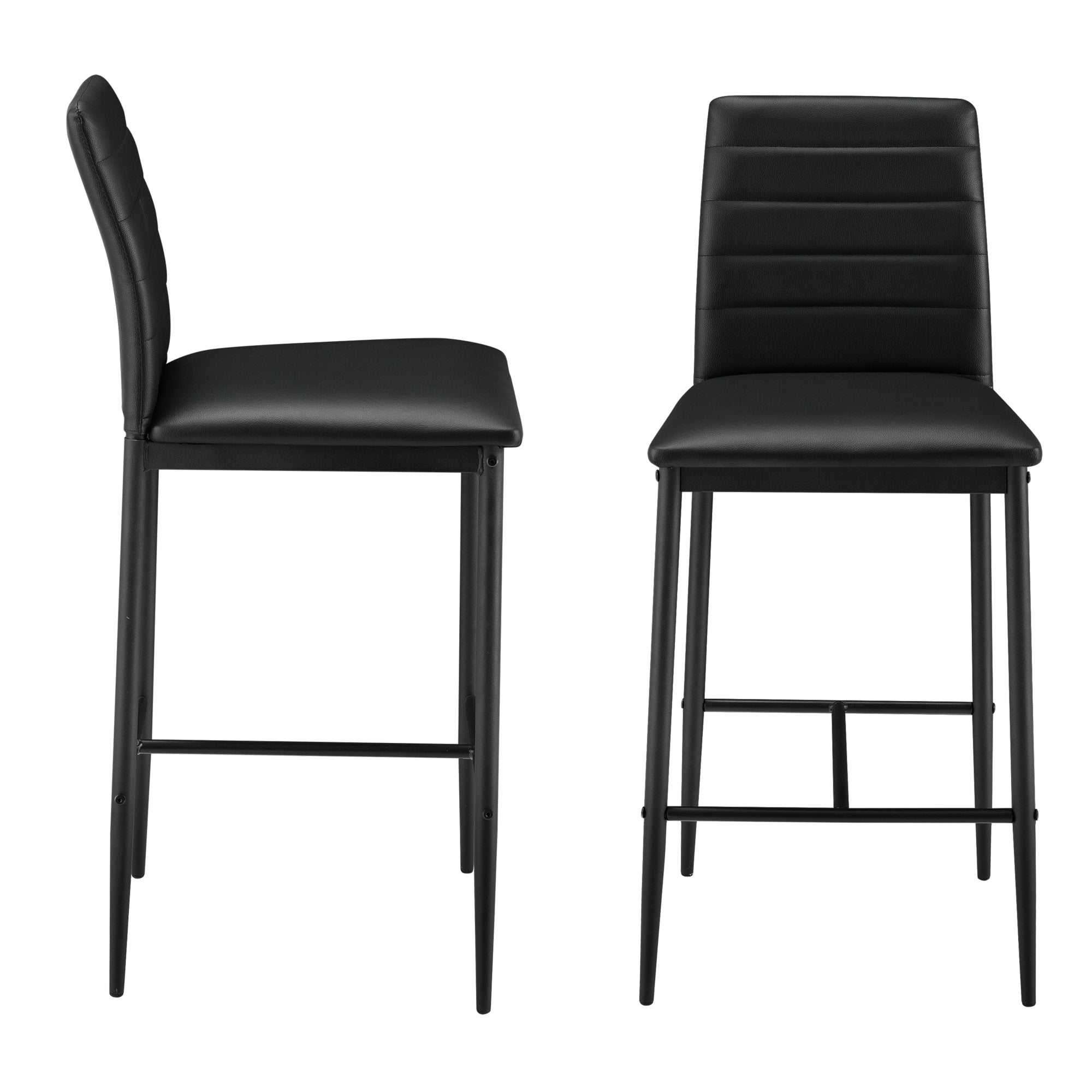 foto del prodotto set di 2 sgabelli da bar sedie con gambe in acciaio seduta sintetica e altezza seduta 66 cm nero 03 0005787