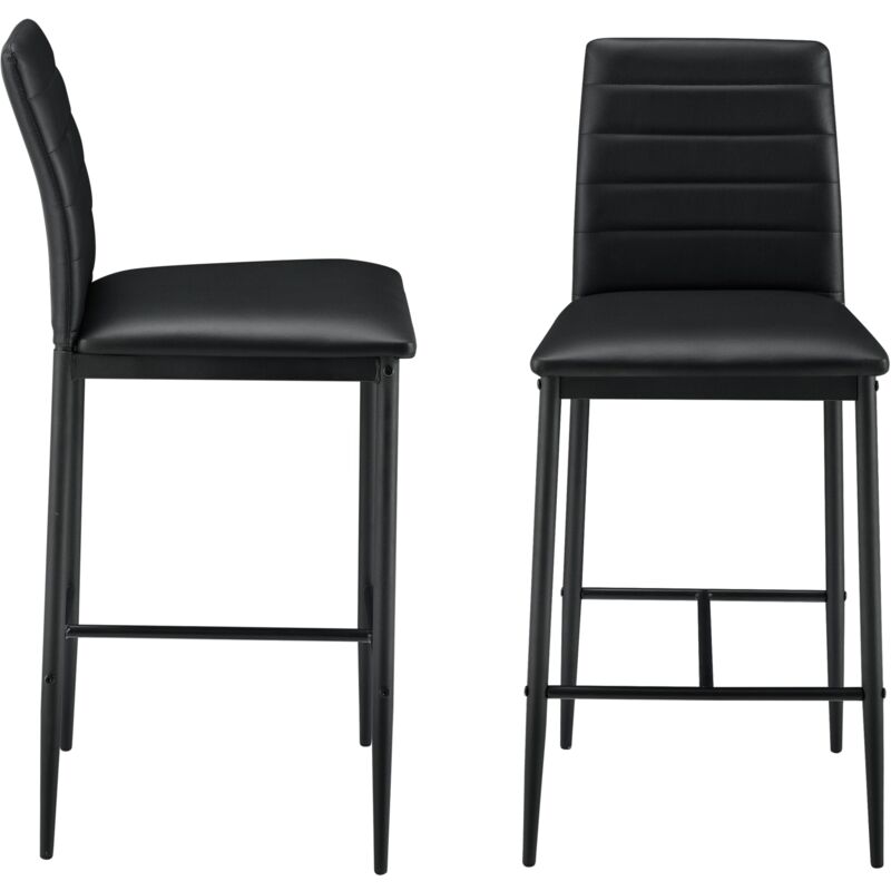 foto del prodotto set di 2 sgabelli da bar sedie con gambe in acciaio seduta sintetica e altezza seduta 66 cm nero 030005787
