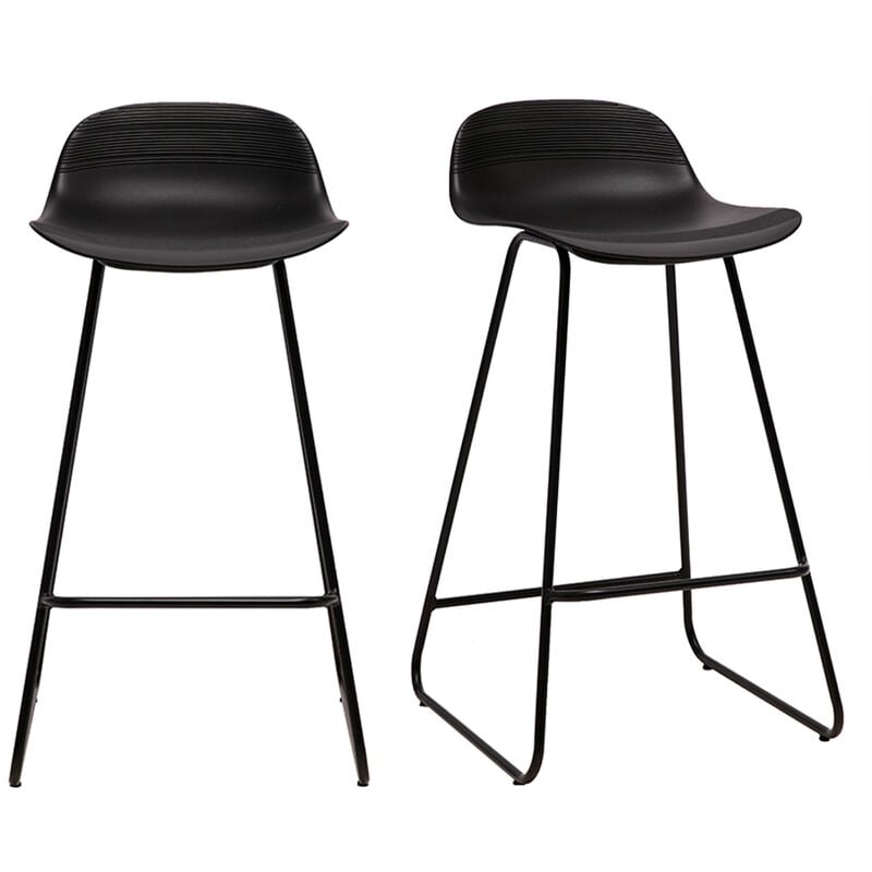 foto del prodotto set di 2 sgabelli da bar sedile nero base nero h65 cm ella