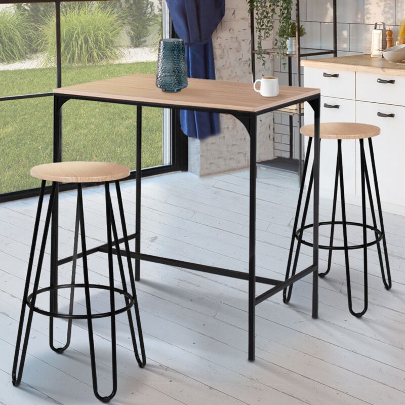 foto del prodotto set di 2 sgabelli da bar, sedile rotondo di design industriale detroit