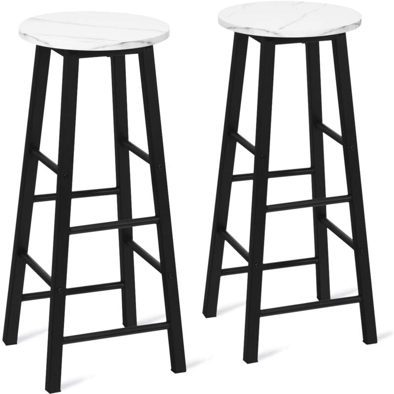foto del prodotto set di 2 sgabelli da bar, sgabelli da cucina con gamba quadrata e poggiapiedi, sgabelli da bar in altezza da pub, 29 x 29 x 71 cm bianco costway