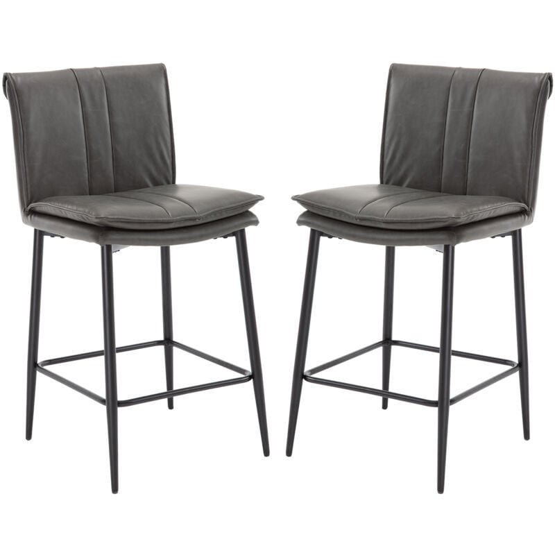 foto del prodotto set di 2 sgabelli da bar sgabello cucina con schienale in ecopelle sgabelli alti con gambe in metallo sedia da bar moderna per cucina bancone, grigio
