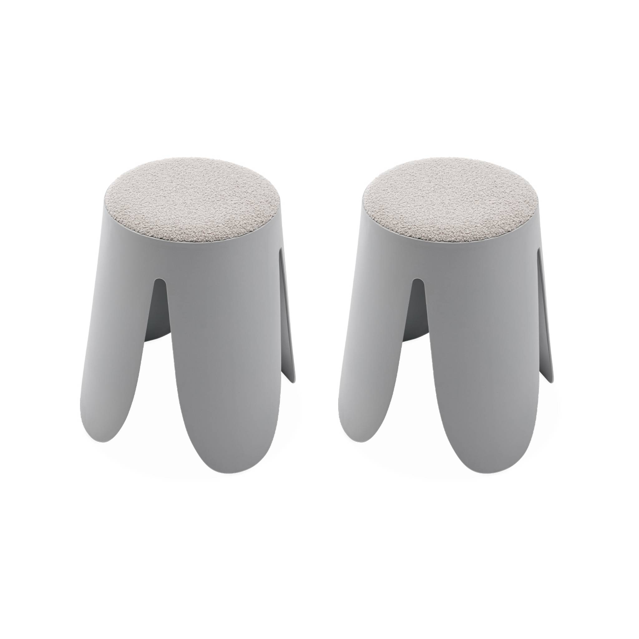 foto del prodotto set di 2 sgabelli impilabili in materiale boucl , grigio chiaro