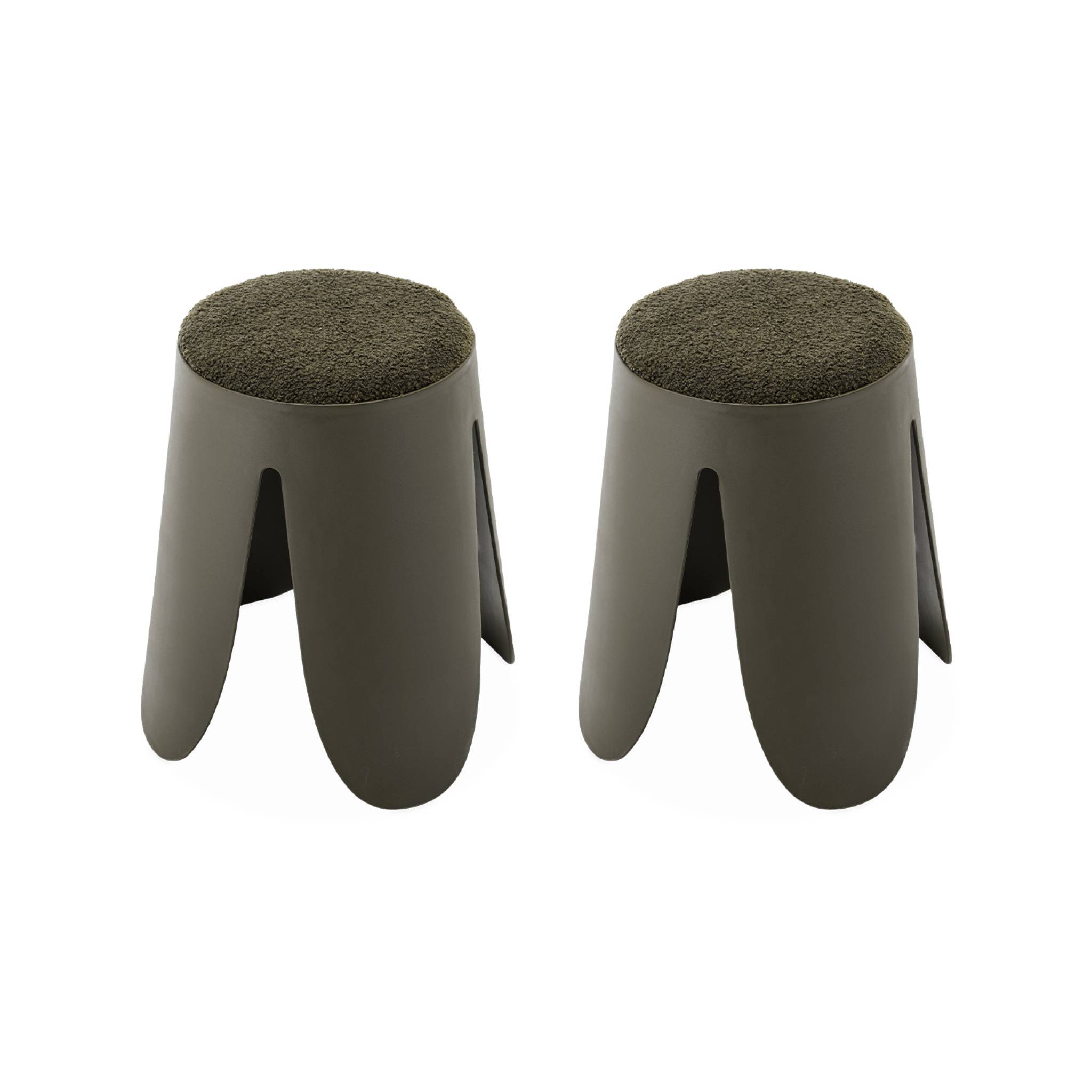 foto del prodotto set di 2 sgabelli impilabili in materiale boucl , kaki