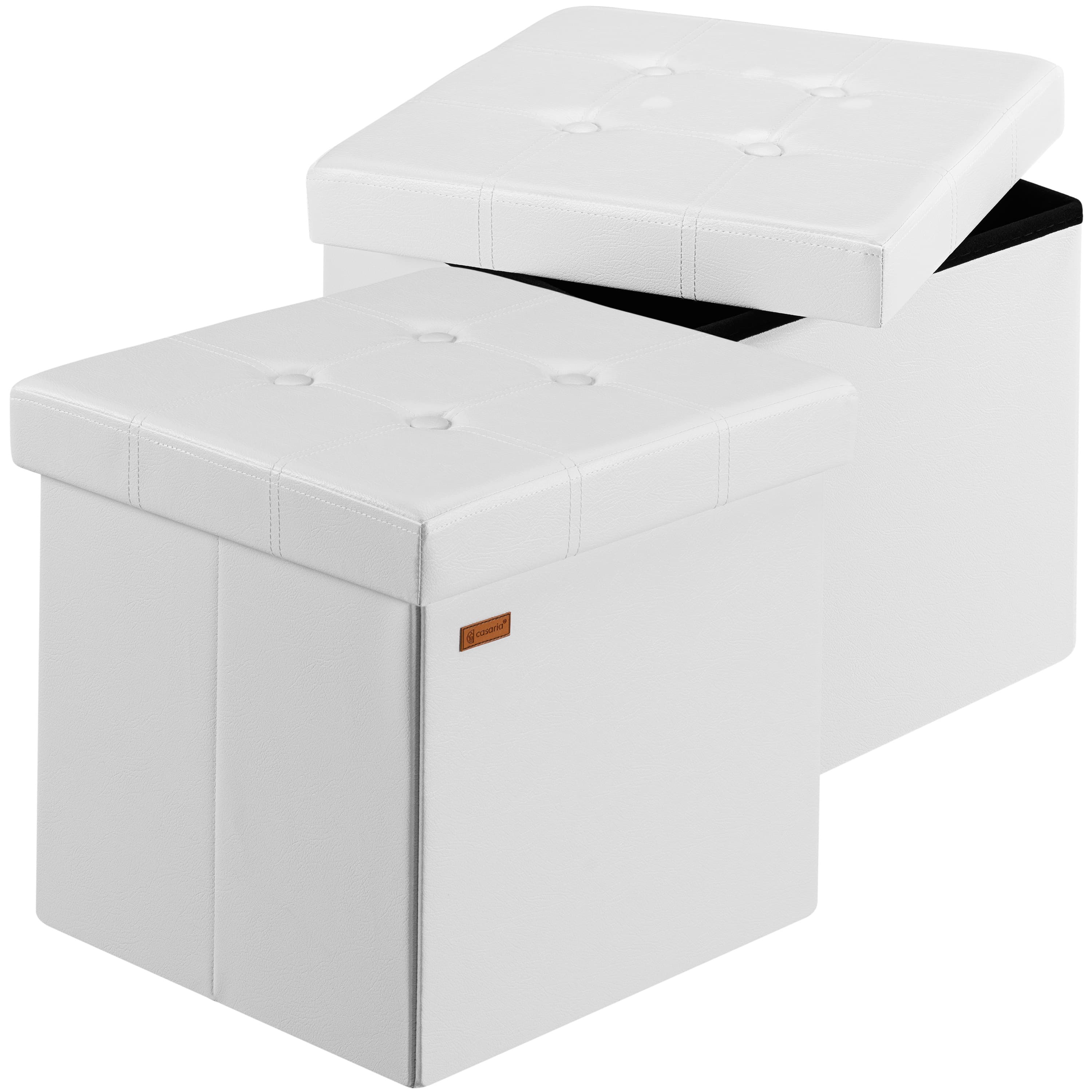 foto del prodotto set di 2 sgabelli in similpelle bianca 38x38x38cm pieghevoli