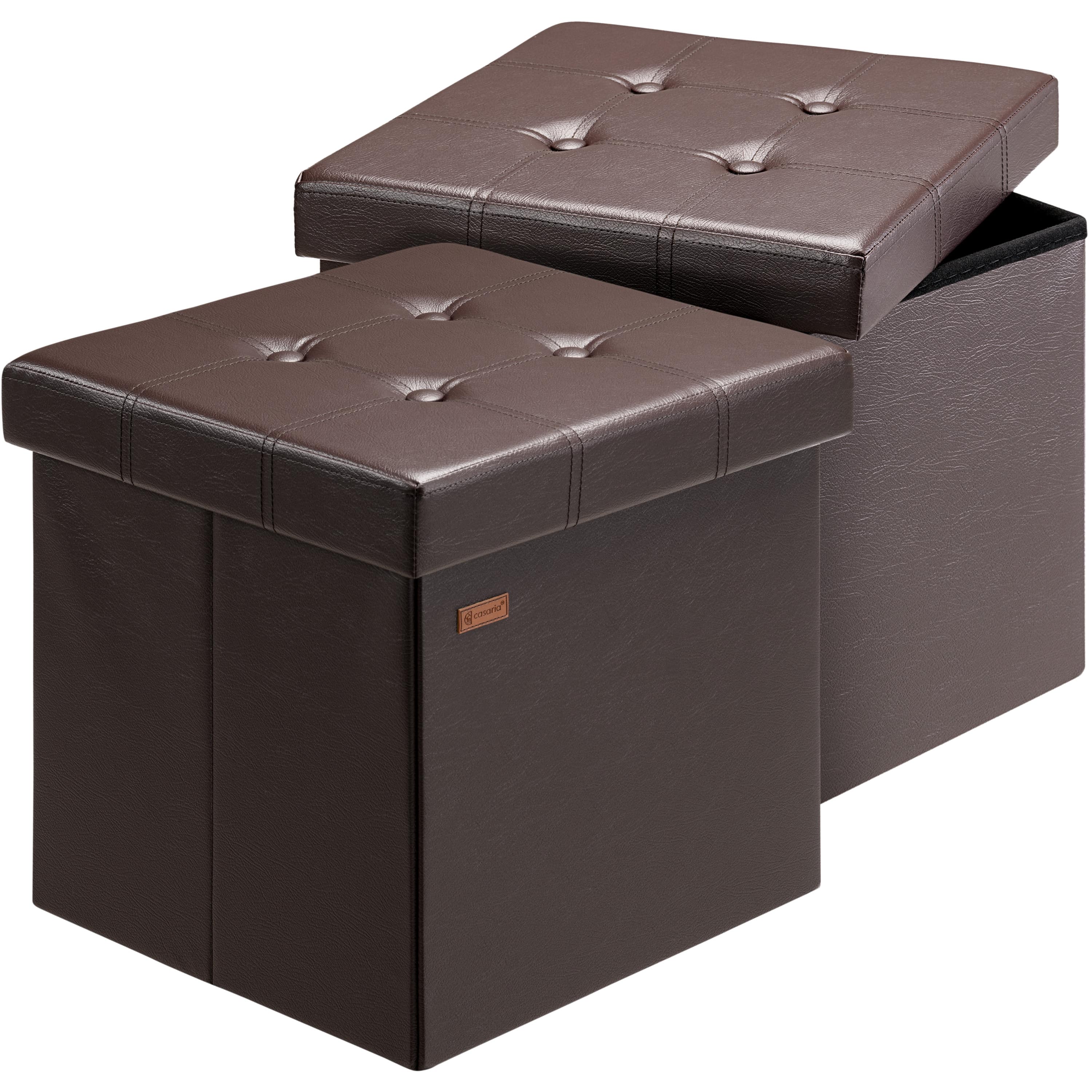 foto del prodotto set di 2 sgabelli in similpelle marrone 38x38x38cm pieghevoli