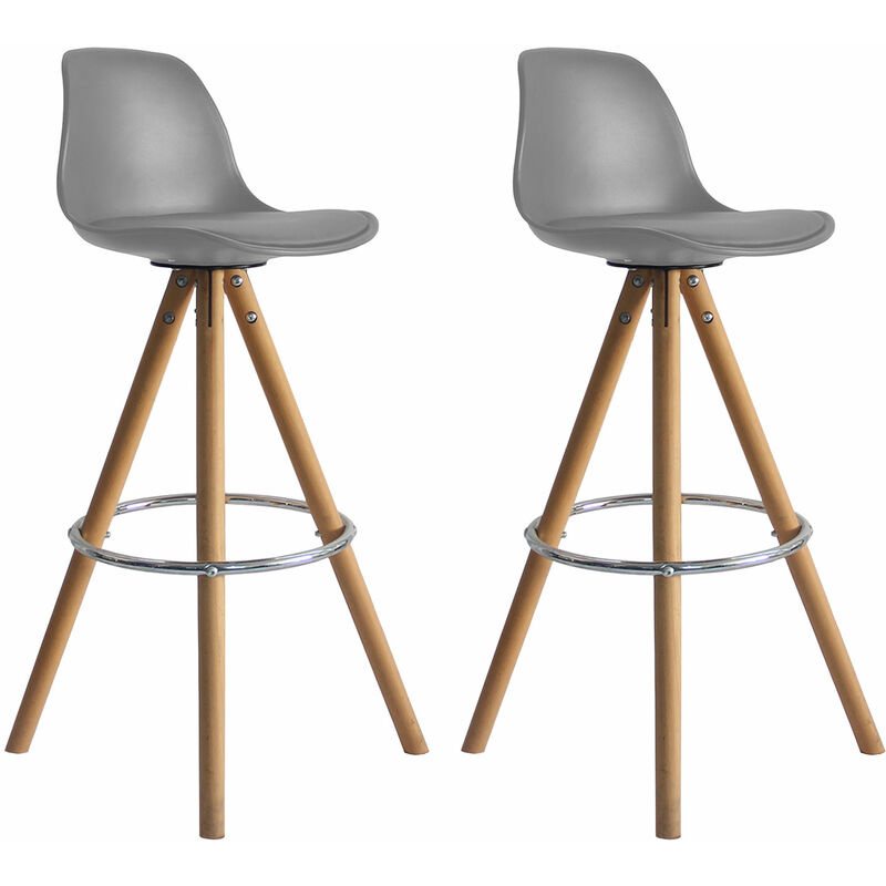 foto del prodotto set di 2 sgabelli scandinavi tobias grigio con cuscino