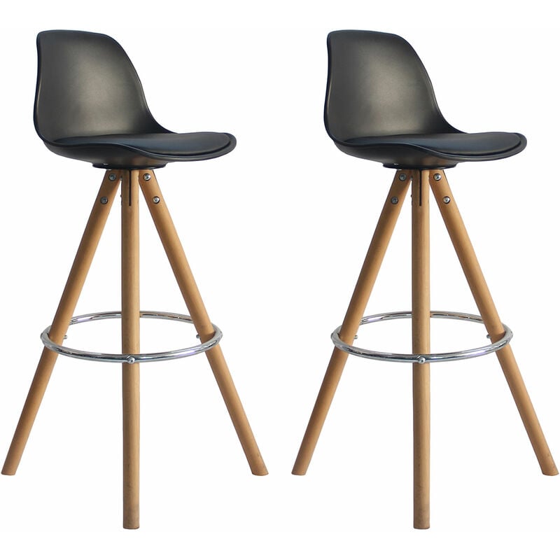 foto del prodotto set di 2 sgabelli scandinavi tobias neri con cuscino