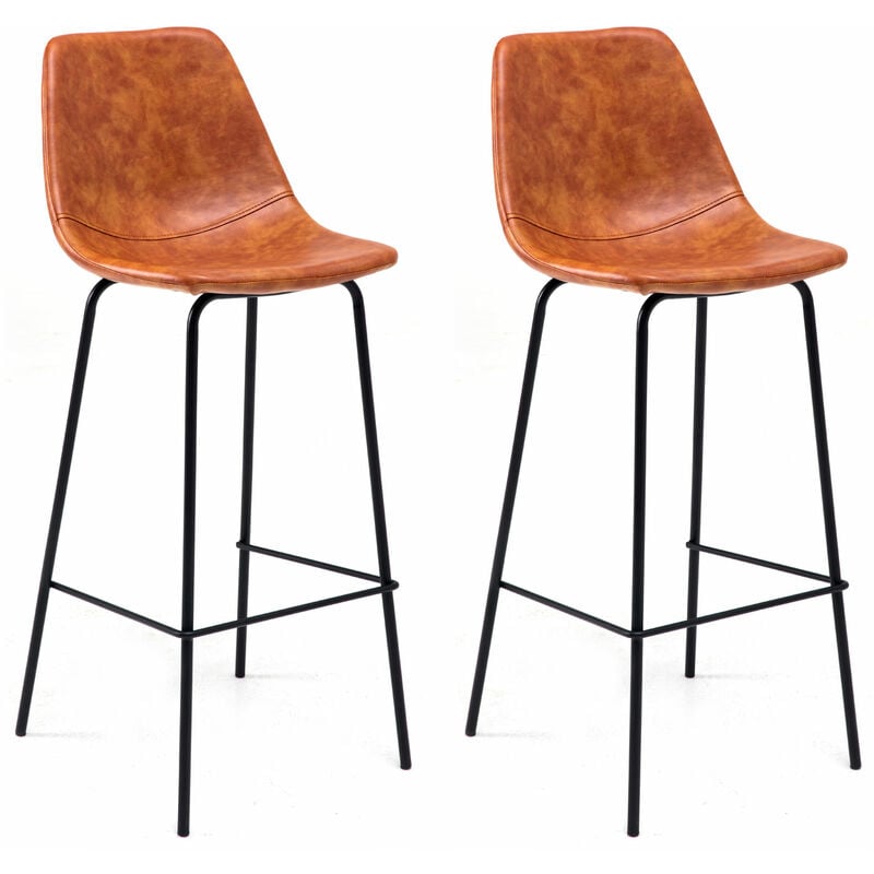 foto del prodotto set di 2 sgabelli vintage lucien cognac altezza seduta 75cm