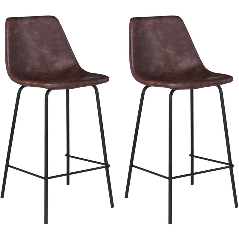 foto del prodotto set di 2 sgabelli vintage lucien marrone altezza seduta 65cm