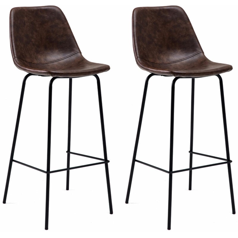 foto del prodotto set di 2 sgabelli vintage lucien marrone altezza seduta 75cm