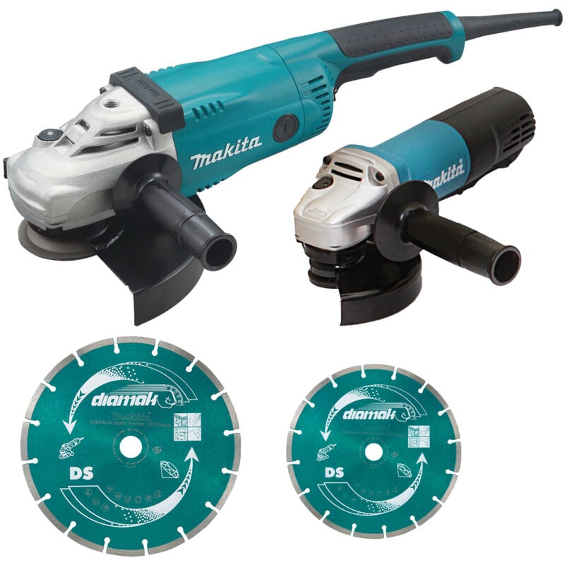 foto del prodotto set di 2 smerigliatrici 230 e 125 mm makita con kit accessori dk0053gx2 p