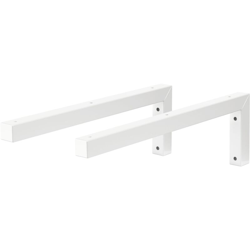 foto del prodotto set di 2 staffe a muro design ad l 450x150 mm in acciaio bianco supporti per scaffali aperti mensole telaio lavabo bagno scrivania mobili