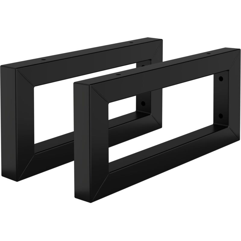 foto del prodotto set di 2 staffe a muro rettangolari 350 x 150 mm in acciaio nero supporti per scaffali aperti mensole telaio lavabo bagno scrivania mobili
