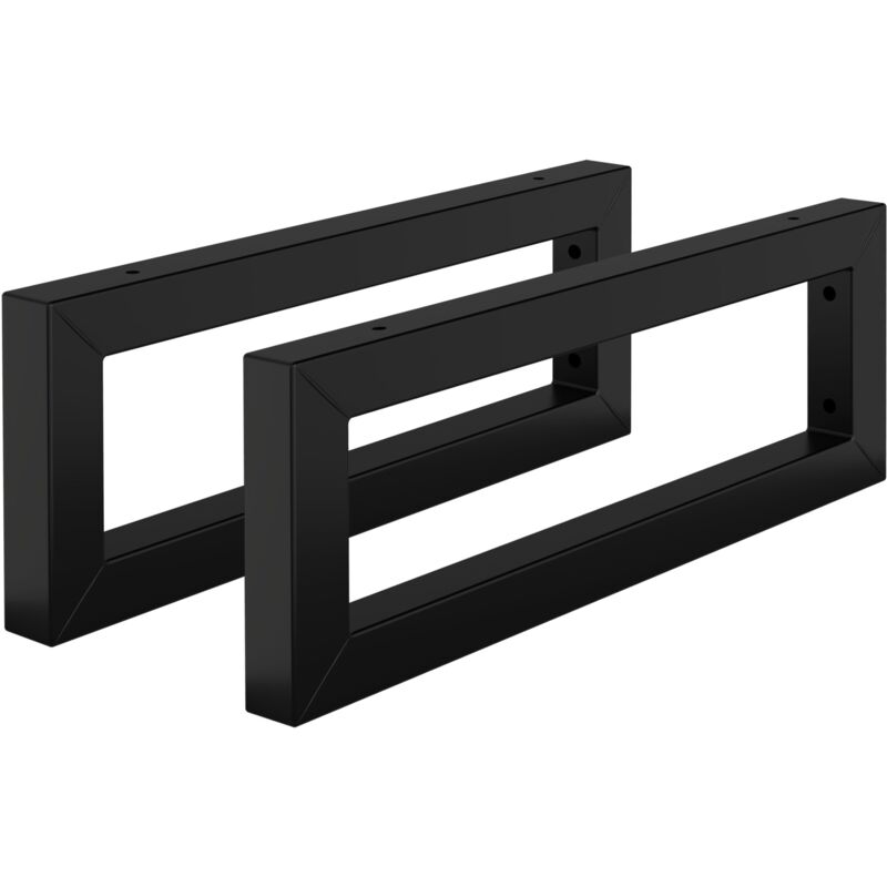 foto del prodotto set di 2 staffe a muro rettangolari 400 x 150 mm in acciaio nero supporti per scaffali aperti mensole telaio lavabo bagno scrivania mobili