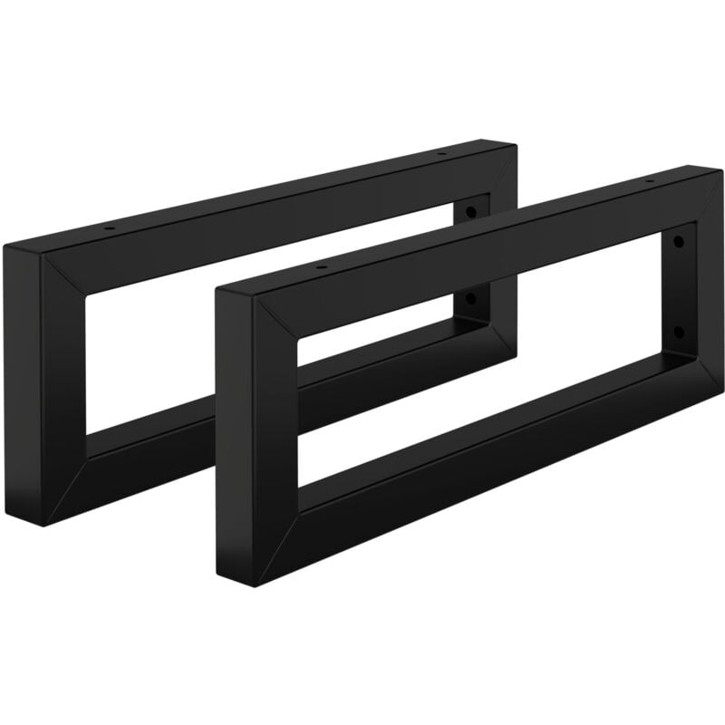 foto del prodotto set di 2 staffe a muro rettangolari 450 x 150 mm in acciaio nero supporti per scaffali aperti mensole telaio lavabo bagno scrivania mobili
