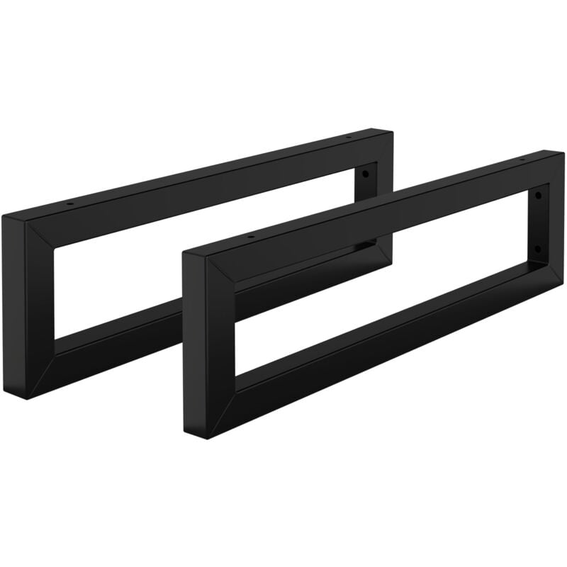 foto del prodotto set di 2 staffe a muro rettangolari 500 x 150 mm in acciaio nero supporti per scaffali aperti mensole telaio lavabo bagno scrivania mobili