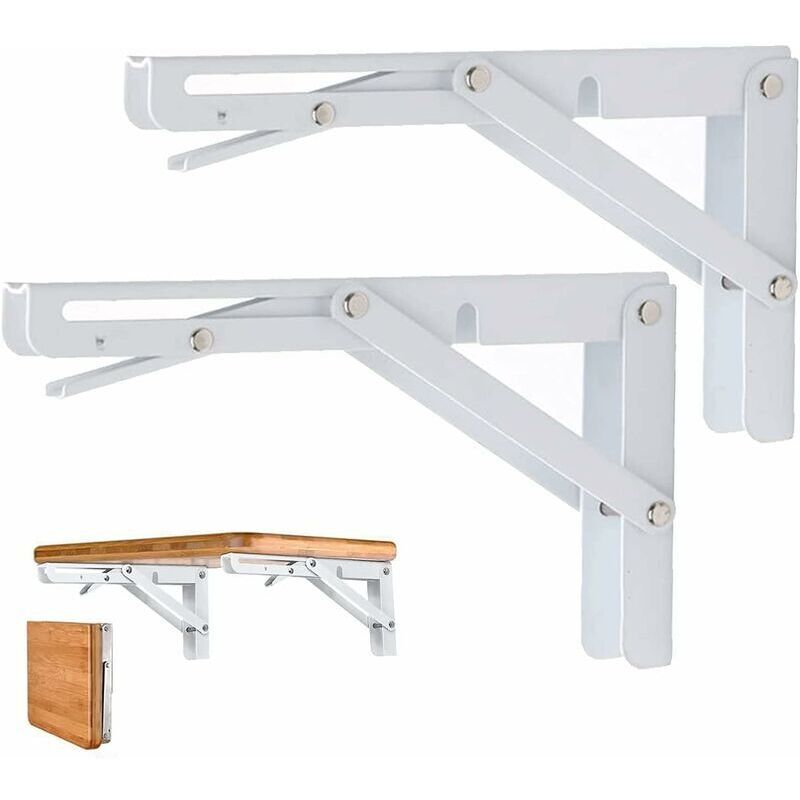 foto del prodotto set di 2 staffe per mensola da 350 mm, supporto per console pieghevole, staffa pieghevole da parete in acciaio inossidabile, carico di 70 kg 155