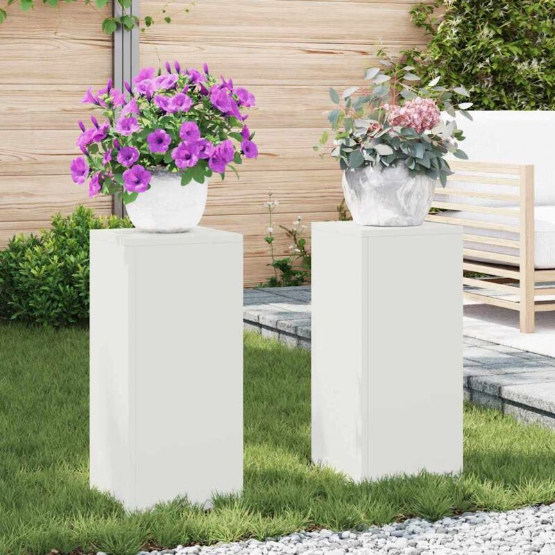 foto del prodotto set di 2 supporti per piante da esterno in bianco, 24x24x55 cm, acciaio vidaxl