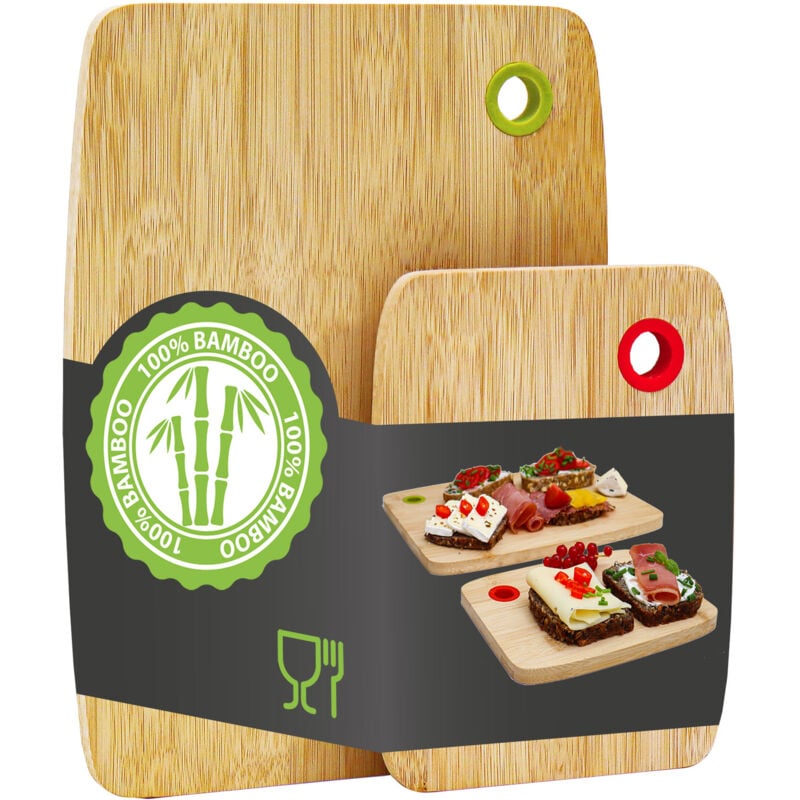 foto del prodotto set di 2 taglieri in bamb con codice colore 30x22cm tagliere in legno colorato