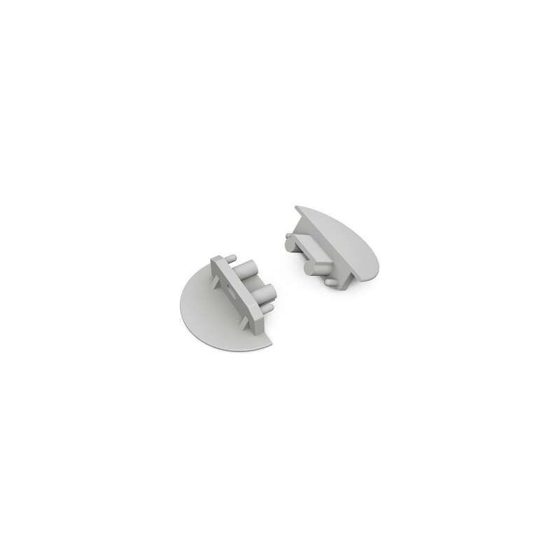 foto del prodotto set di 2 tappi terminali per profilo led con scanalatura grigia da 10 mm
