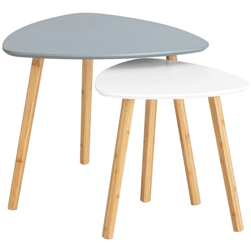foto del prodotto set di 2 tavolini bassi da salotto in legno di bambu massello e mdf tavolino moderno fbt74 hg sobuy