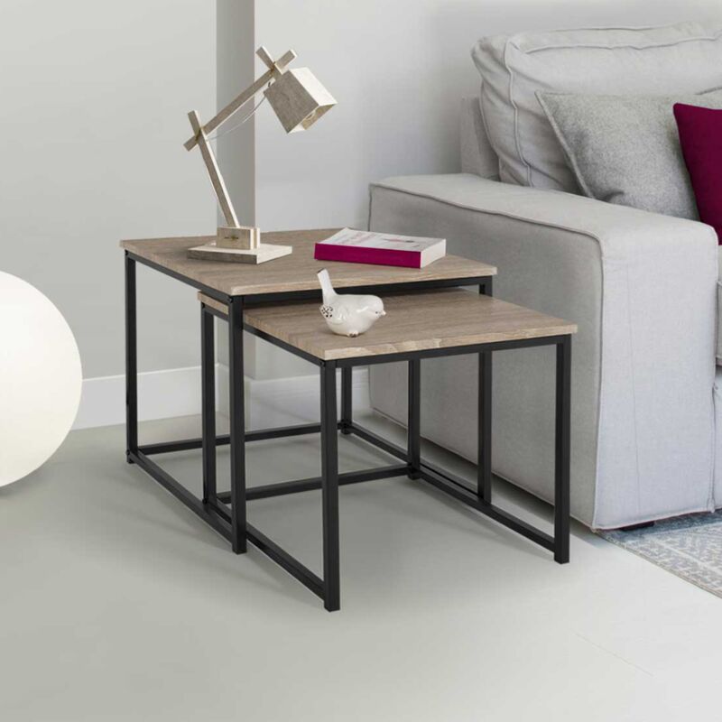 foto del prodotto set di 2 tavolini bassi impilabili detroit 40 45 dal design industriale