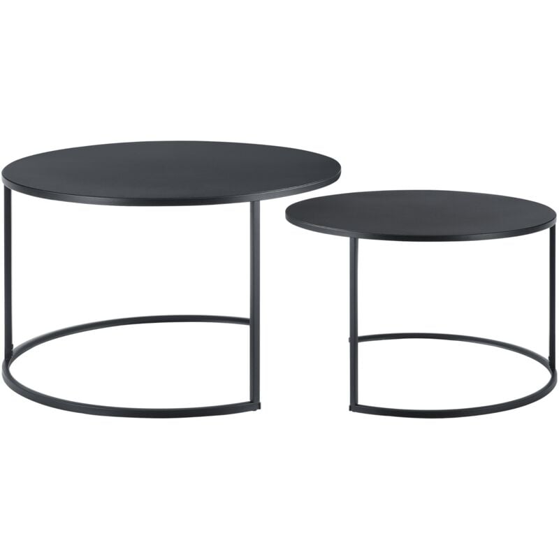 foto del prodotto set di 2 tavolini bassi rotondi impilabili in metallo nero 030008530