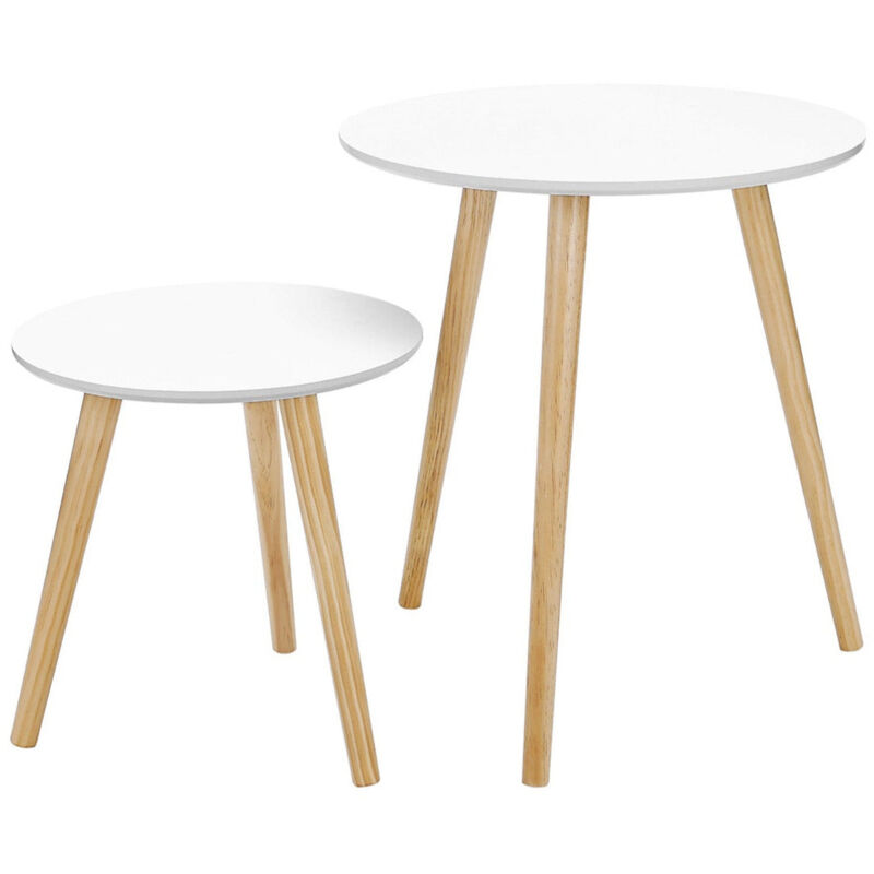 foto del prodotto set di 2 tavolini da caff tavolo rotondo per comodino caffetteria stile scandinavo moderno minimalista soggiorno camera da letto bianco 120002956