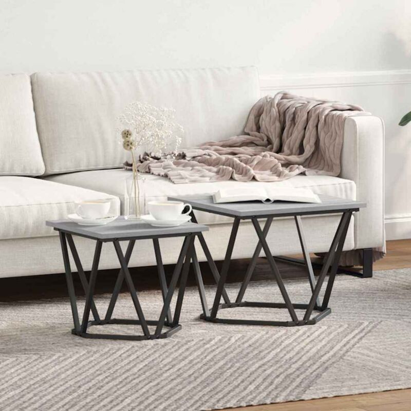 foto del prodotto set di 2 tavolini da lato grigio in legno ingegnerizzato sonoma vidaxl
