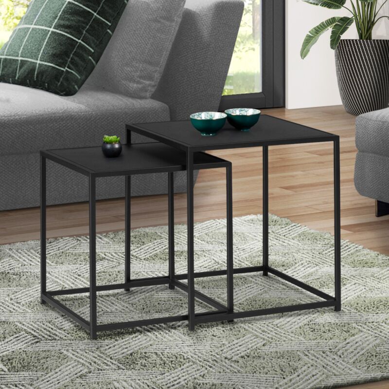 foto del prodotto set di 2 tavolini davis 40 45 in metallo nero opaco, design industriale