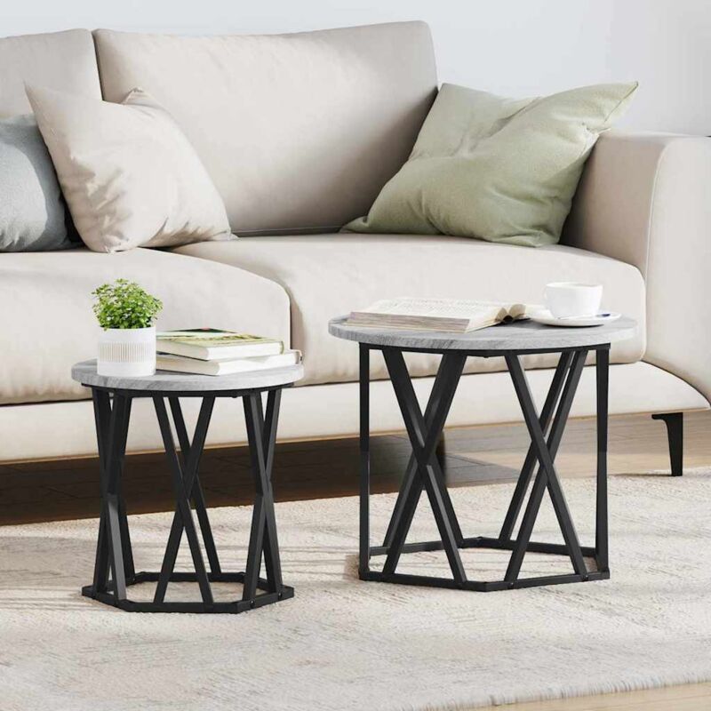 foto del prodotto set di 2 tavolini nesting grigi sonoma in legno ingegnerizzato vidaxl