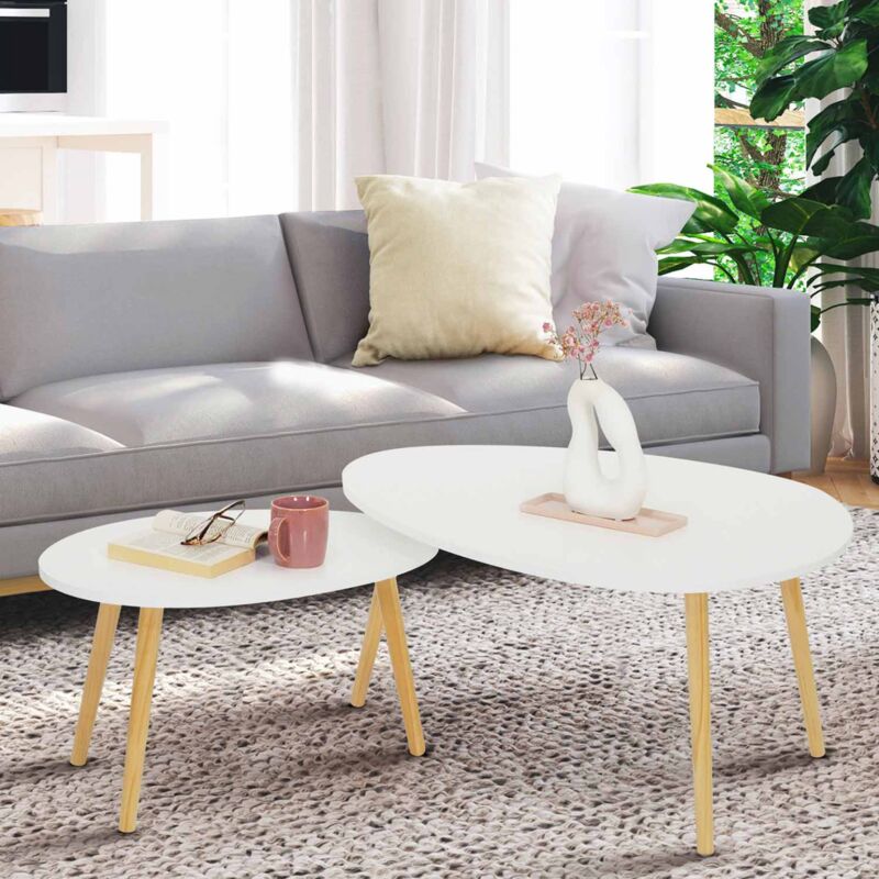 foto del prodotto set di 2 tavolini nidificanti gaia laccato bianco scandinavo