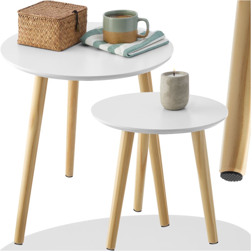 foto del prodotto set di 2 tavolini skaland con gambe in legno in stile scandinavo tavolino salotto, tavolini da salotto, tavolino salotto moderno