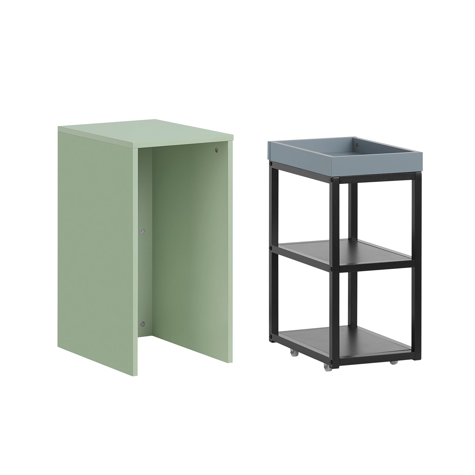 foto del prodotto set di 2 tavolini stretti da salotto tavolino moderno comodino da letto verde 40x30x60cm fbt145 gr