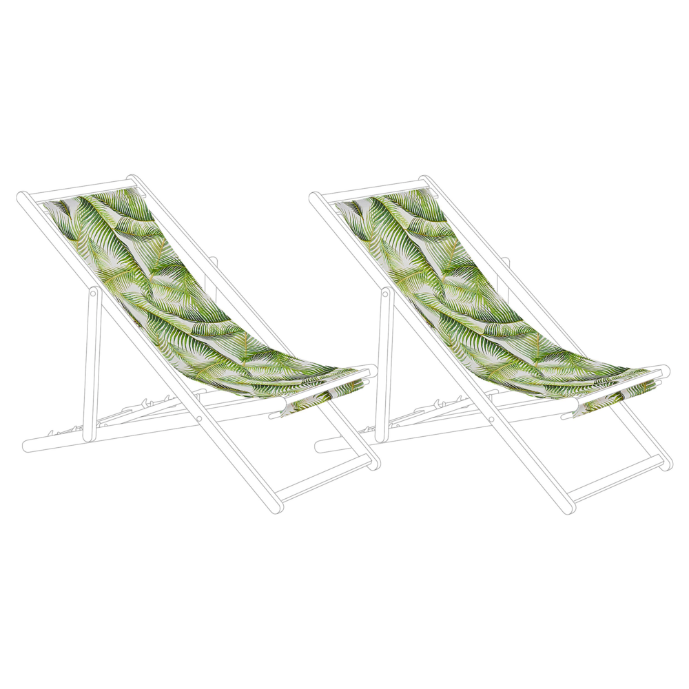 foto del prodotto set di 2 teli sostitutivi per sdraio fantasia foglie di palme verde e bianco