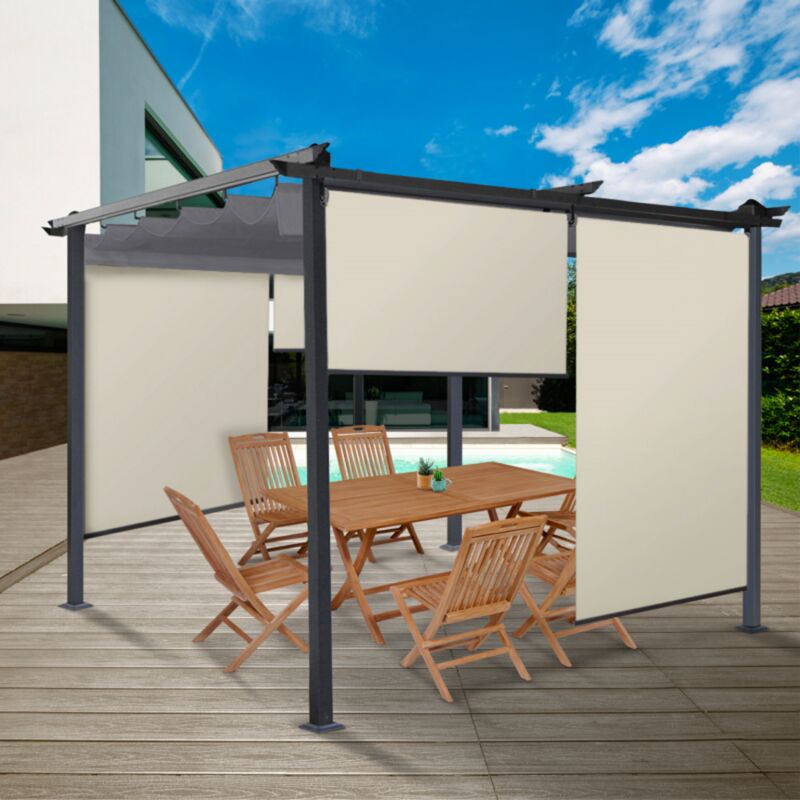 foto del prodotto set di 2 tende a rullo pergola ecru l.124 x h. 225 cm