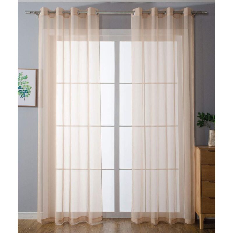 foto del prodotto set di 2 tende trasparenti con occhielli, per soggiorno, in voile, chiusura a nastro, 175 x 140 cm altezza x larghezza , 203322 gardinenbox