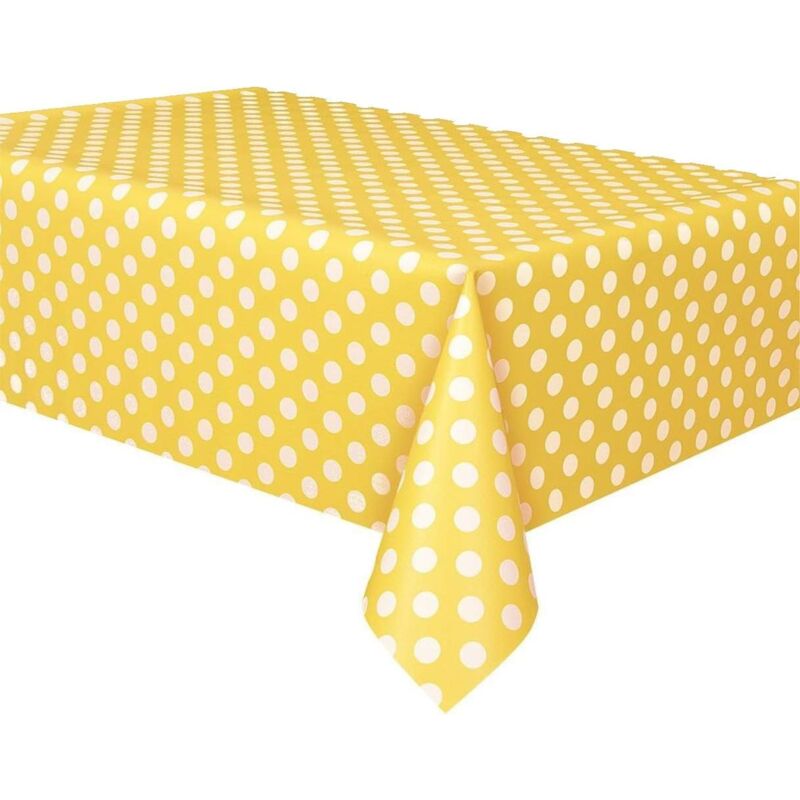 foto del prodotto set di 2 tovaglie rettangolari in plastica a pois gialli 137 x 274 cm sollbry