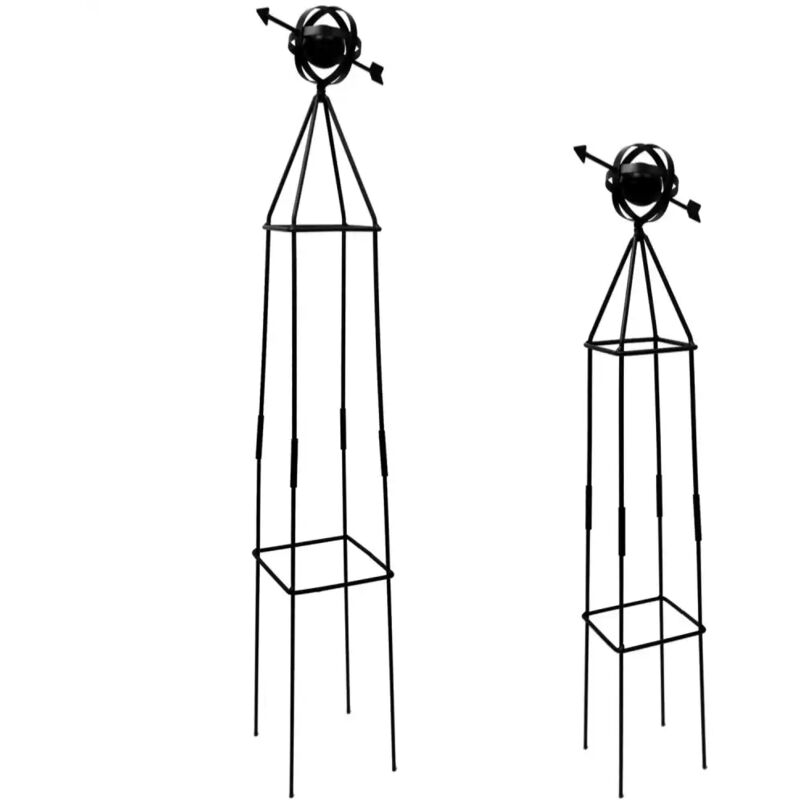 immagine 0 del prodotto set di 2 tralicci in metallo nero per piante rampicanti h75 92 sfera e freccia