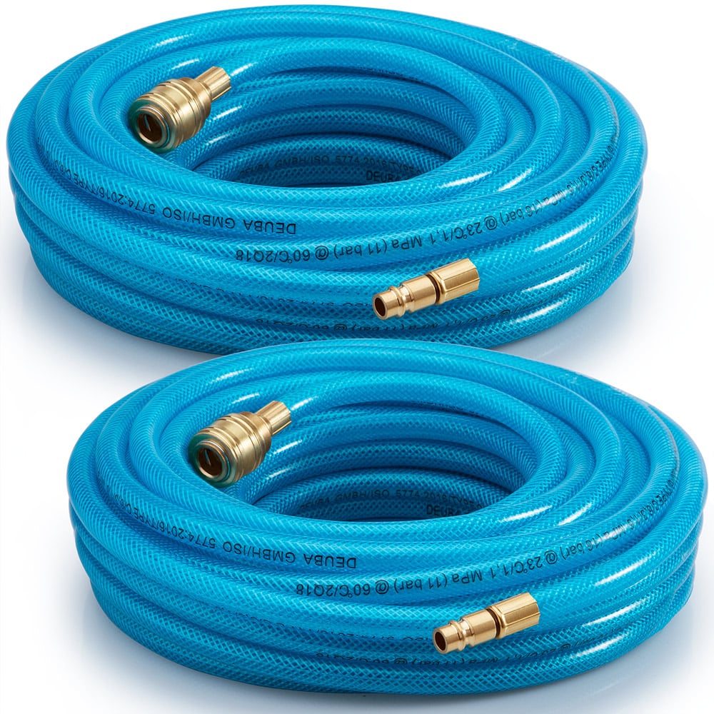 foto del prodotto set di 2 tubi per aria compressa, ciascuno da 10 m con attacco rapido spina