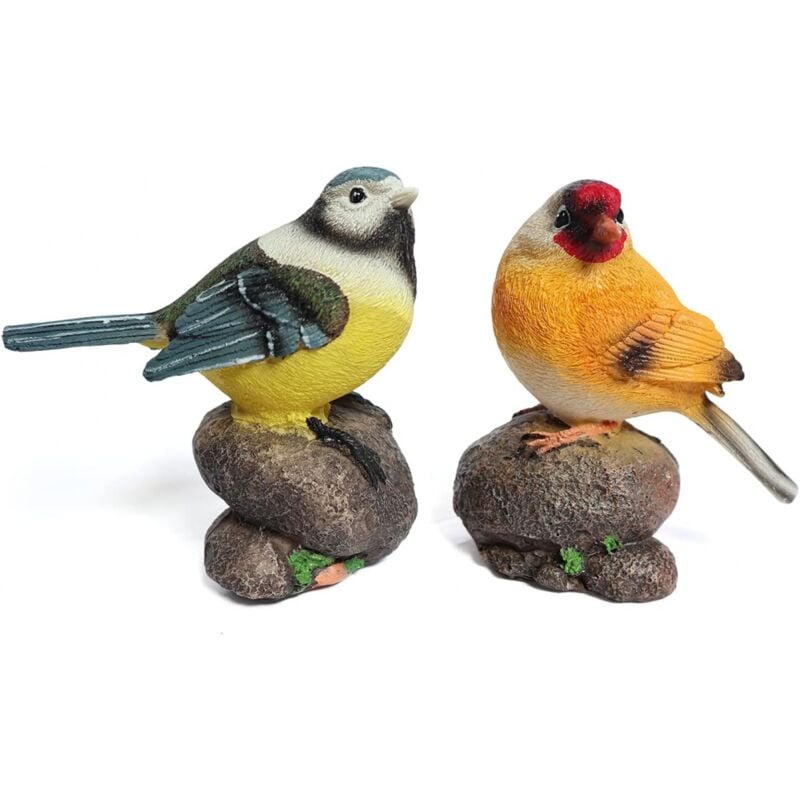 foto del prodotto set di 2 uccelli in resina per la decorazione del giardino