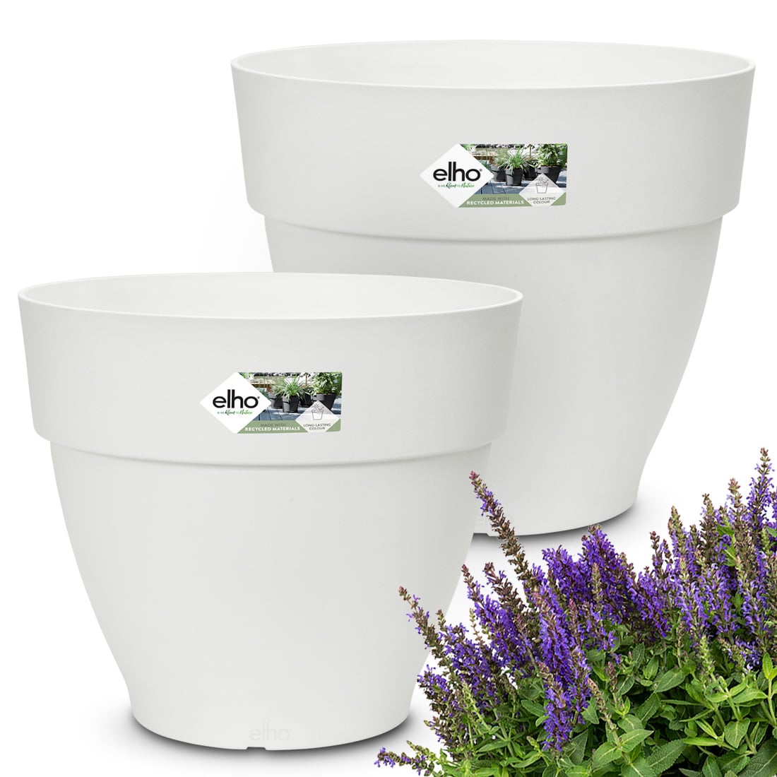 foto del prodotto set di 2 vasi da fiori bianchi 25x21cm 6,5l