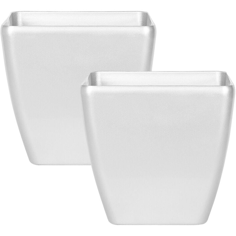 foto del prodotto set di 2 vasi da fiori color argento in argilla e vetroresina 42 x 42 x 41 cm astras
