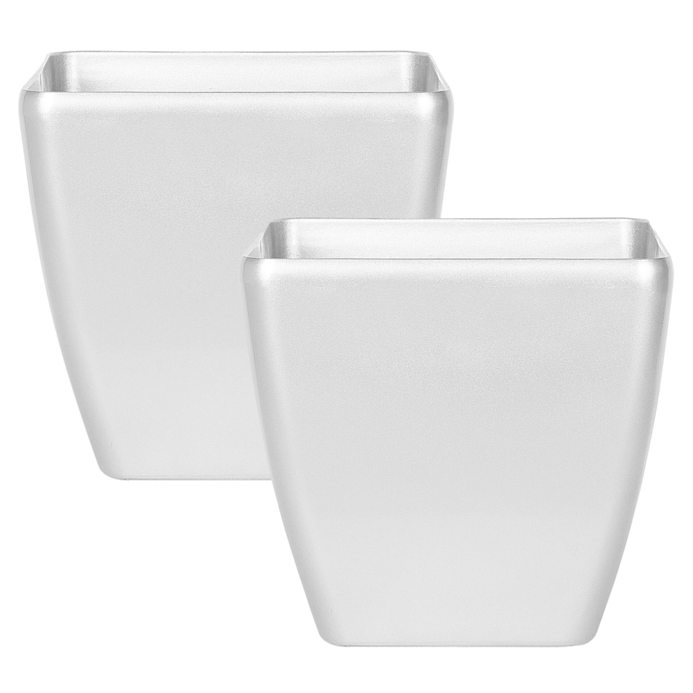 foto del prodotto set di 2 vasi da fiori color argento in argilla e vetroresina 42 x 42 x 41 cm interno ed esterno moderno