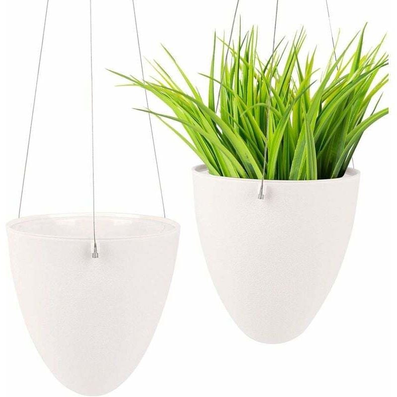 foto del prodotto set di 2 vasi da fiori sospesi in plastica, decorazione da parete per vasi da fiori sospesi per giardino, interni, esterni, balcone set di 2 