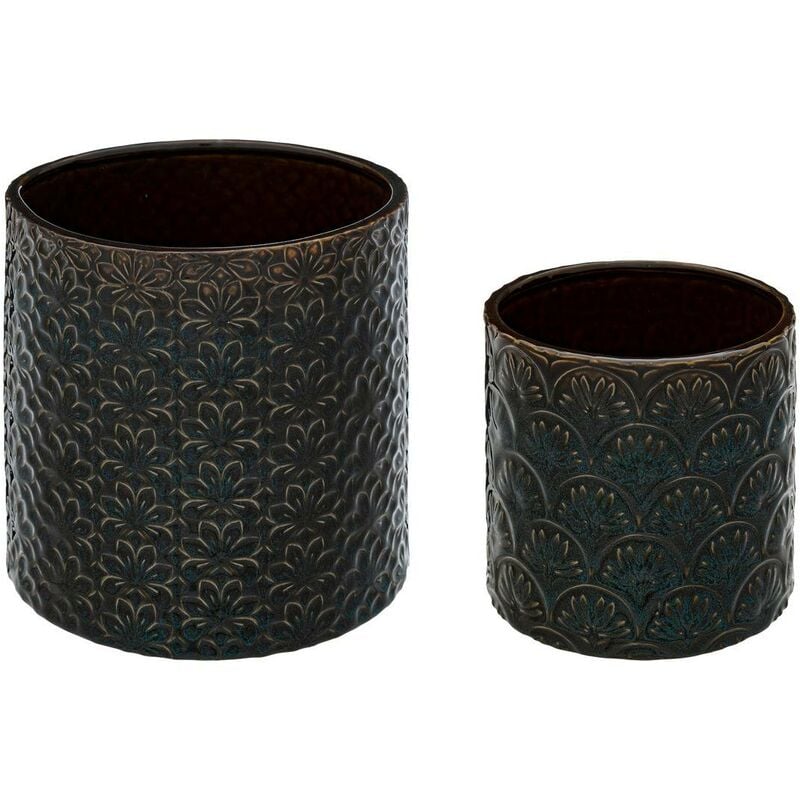 foto del prodotto set di 2 vasi in ceramica jiling d14 18cm blu atmosphera cr ateur d int rieur